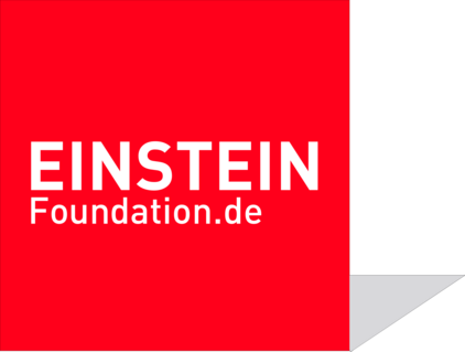 Das Bild zeigt das Logo der Einstein Stiftung auf rotem Hintergrund. Die Schrift "EINSTEIN" ist groß und fett gedruckt, gefolgt von "Foundation.de" in kleinerer Schrift. Das Design ist klar und modern.