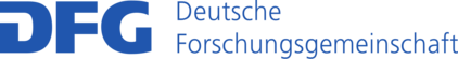 Logo der Deutschen Forschungsgemeinschaft (DFG) in blauer Schrift. Darunter steht der vollständige Name "Deutsche Forschungsgemeinschaft" in kleinerer Schrift. Die DFG fördert die Forschung in Deutschland.