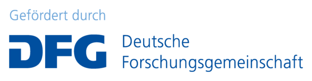Das Bild zeigt das Logo der Deutschen Forschungsgemeinschaft (DFG) mit dem Text "Gefördert durch". Das Logo ist in blau gehalten und steht für Unterstützung in der Forschung.