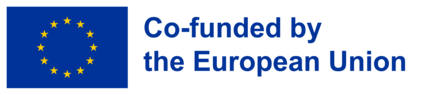 Ein Rechteck mit einem blauen Hintergrund, auf dem die Flagge der Europäischen Union mit zwölf goldenen Sternen abgebildet ist. Darunter steht in blauer Schrift: "Co-funded by the European Union".