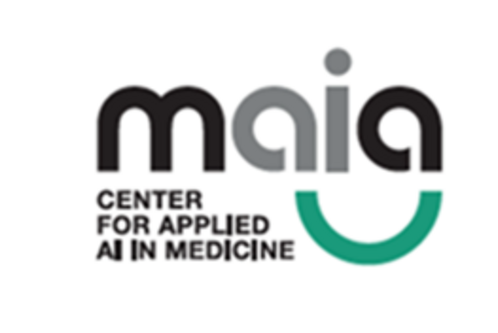Logo des MAIA-Zentrums für angewandte KI in der Medizin. Der Schriftzug "maia" ist in verschiedenen Schriftfarben gestaltet, begleitet von der Unterzeile "CENTER FOR APPLIED AI IN MEDICINE".